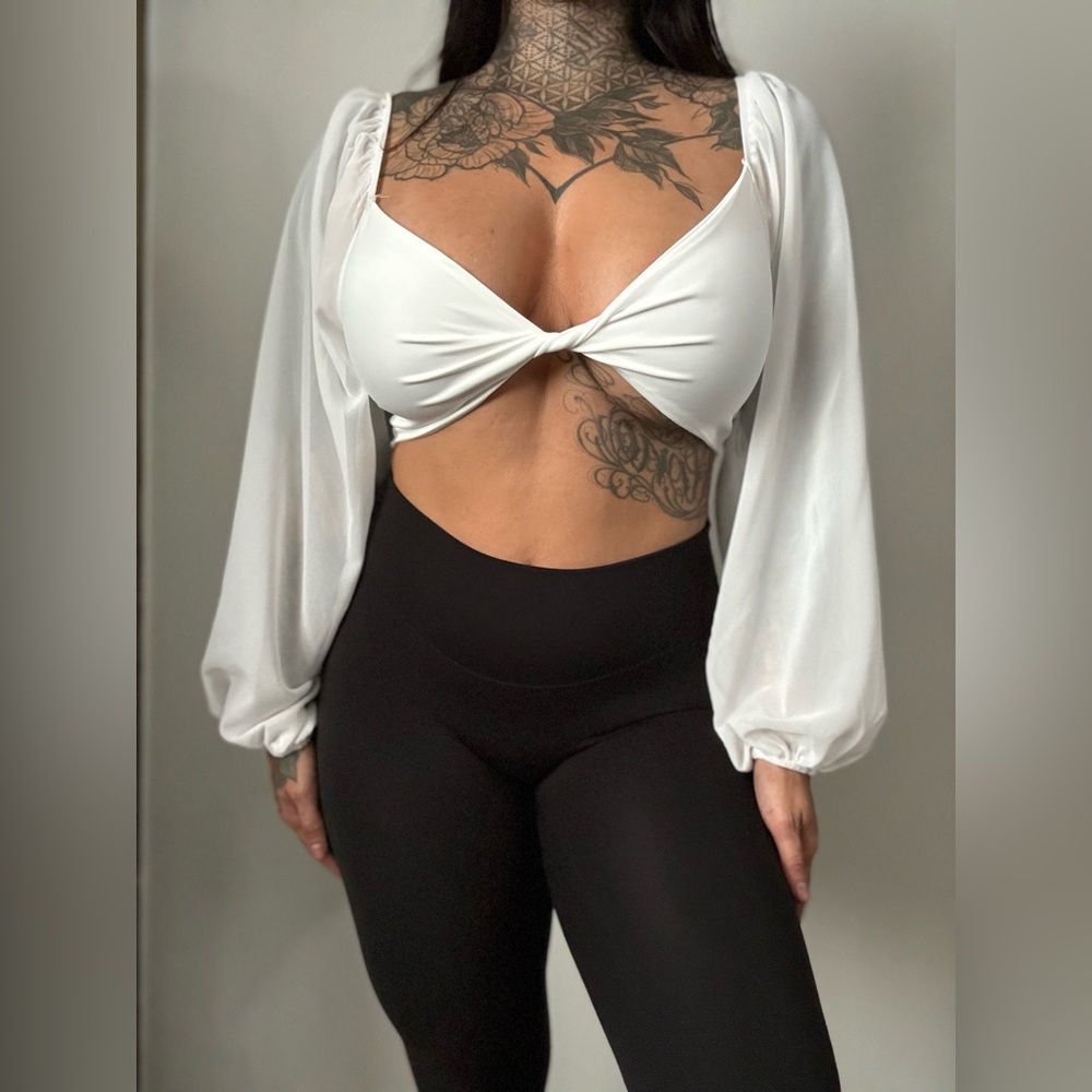 White flowy crop top